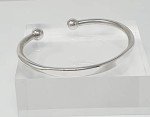 VN Jewelry Mens Silver Bangle Bracelet - Solid 925 Sterling Silver Torque Bangle for Men - Plain Silver Bracelet For Men Gift for him, Adjustable (17cm to 20cm), Sterling Silver