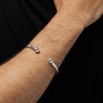 Mens Torque Bangle Bracelet - Solid Heavy 925 Sterling Silver Bangle Bracelet for Men - Plain Silver Bracelet For Man, Gent - Jewelry Gift for Him, adjustable from 20cm to 23cm, Sterling Silver