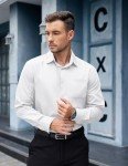 COOFANDY Men's White Long Sleeve Dress Shirt