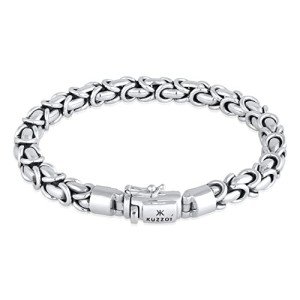 kuzzoi 925 Sterling Silver Round Byzantine Bracelet for Men, Length 7,48 inch - 9,05 inch, Width 0,28 inch, 1.98 oz, 7.48 inches, Metal, no gemstone