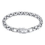 kuzzoi 925 Sterling Silver Round Byzantine Bracelet for Men, Length 7,48 inch - 9,05 inch, Width 0,28 inch, 1.98 oz, 7.48 inches, Metal, no gemstone