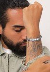 kuzzoi 925 Sterling Silver Round Byzantine Bracelet for Men, length 7,48 inch - 9,05 inch, width 0,28 inch, 8 27 inch, Metal, no gemstone