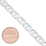 Men's 8mm Solid .925 Sterling Silver Flat Mariner Chain Bracelet, 8 inches