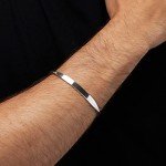 VN Jewelry Mens Silver Bangle Bracelet - Solid 925 Sterling Silver Torque Bangle for Men - Plain Silver Bracelet For Men Gift for him, Adjustable (17cm to 20cm), Sterling Silver