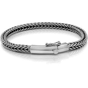 SLITHERING SILVER - Solid 925 Sterling Silver Bracelet for Men - Sizes 7" to 10", Metal, no gemstone