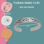 FashionJunkie4Life Sterling Silver Cuff Bracelets for Women | Sterling Silver Cuff Bracelet with Celtic Knot Design Engraved | 2.4” wide Bangle Bracelets for Women, Men & Teenagers