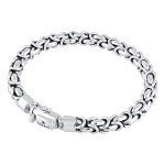 kuzzoi 925 Sterling Silver Round Byzantine Bracelet for Men, Length 7,48 inch - 9,05 inch, Width 0,28 inch, 1.98 oz, 7.48 inches, Metal, no gemstone
