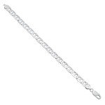 Men's 8mm Solid .925 Sterling Silver Flat Mariner Chain Bracelet, 8 inches