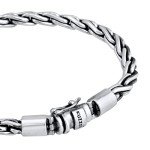 kuzzoi 925 Sterling Silver Round Byzantine Bracelet for Men, length 7,48 inch - 9,05 inch, width 0,24 inch, 0.85 oz, Metal, no gemstone