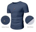 Men's Slim Fit Short Sleeve Henley Shirt - Blue