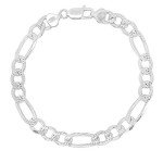 Men's 8.1mm .925 Sterling Silver Diamond-Cut Flat Figaro Chain Bracelet, 8 inches