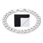 Men's 7.9mm Solid .925 Sterling Silver Flat Curb Chain Bracelet, 9 inches