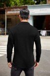 Men's Long Sleeve Polo Shirt with Pocket - Black