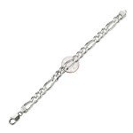 Men's 9.3mm Solid .925 Sterling Silver Flat Figaro Chain Link Bracelet, 8 inches