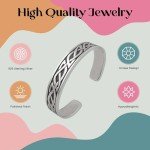 FashionJunkie4Life Sterling Silver Cuff Bracelets for Women | Sterling Silver Cuff Bracelet with Celtic Knot Design Engraved | 2.4” wide Bangle Bracelets for Women, Men & Teenagers