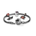 GNOCE Charms Bracelet Sterling Silver Black Plated Snake Chain with Spider Web Skull Charm Pendant Forever Love Basic Charm Bracelet with Clasp Jewelry Gift for Women Mens (7.5)