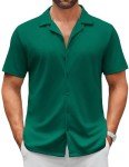 Men's Short Sleeve Button Down Shirt - Forest Green