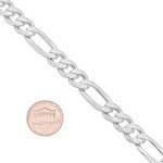 Men's 8.1mm .925 Sterling Silver Diamond-Cut Flat Figaro Chain Bracelet, 8 inches