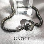 GNOCE Charms Bracelet Sterling Silver Black Plated Snake Chain with Spider Web Skull Charm Pendant Forever Love Basic Charm Bracelet with Clasp Jewelry Gift for Women Mens (7.5)