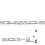 Men's 9.3mm Solid .925 Sterling Silver Flat Figaro Chain Link Bracelet, 8 inches