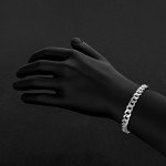 Men's 7.9mm Solid .925 Sterling Silver Flat Curb Chain Bracelet, 9 inches