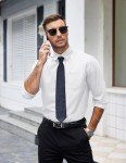 COOFANDY Men's White Long Sleeve Dress Shirt