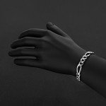 Men's 9.5mm .925 Sterling Silver Diamond-Cut Flat Figaro Chain Bracelet, 8 inches