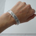FashionJunkie4Life Sterling Silver Cuff Bracelets for Women | Sterling Silver Cuff Bracelet with Celtic Knot Design Engraved | 2.4” wide Bangle Bracelets for Women, Men & Teenagers
