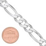 Men's 9.3mm Solid .925 Sterling Silver Flat Figaro Chain Link Bracelet, 8 inches
