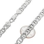 Men's 8mm Solid .925 Sterling Silver Flat Mariner Chain Bracelet, 8 inches