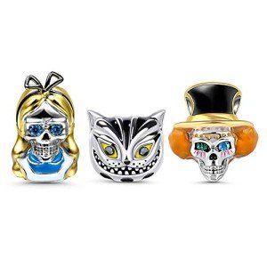 GNOCE Skull Charm Sets Sterling Silver Adventure Together Combination Charm Girl and Cat Bead Sets Fit Bracelet/Necklace for Women Men