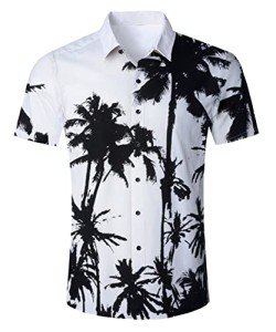 Cozople Black and White Casual Hawaiian Shirt