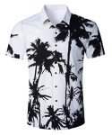 Cozople Black and White Casual Hawaiian Shirt