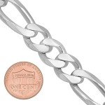 Men's 13.5mm Solid .925 Sterling Silver Flat Figaro Chain Bracelet, 9 inches