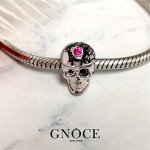 GNOCE Charms Bracelet Sterling Silver Black Plated Snake Chain with Spider Web Skull Charm Pendant Forever Love Basic Charm Bracelet with Clasp Jewelry Gift for Women Mens (7.5)