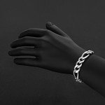 Men's 13.5mm Solid .925 Sterling Silver Flat Figaro Chain Bracelet, 9 inches