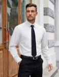 COOFANDY Men's White Long Sleeve Dress Shirt