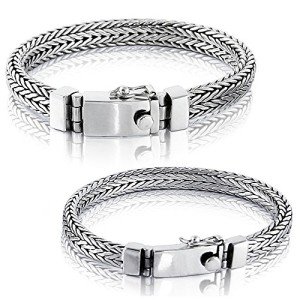 Solid 925 Sterling Silver Small or Big Men Bracelet - Made in Thailand - S 10.5