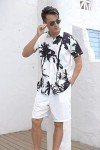 Cozople Black and White Casual Hawaiian Shirt