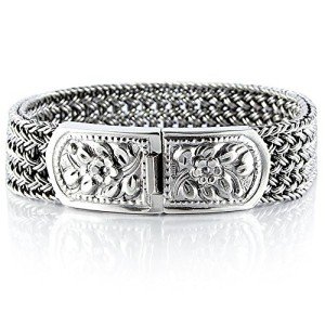 VY JEWELRY 925 Sterling Silver Men Braided Wide Bracelet - Made in Thailand - 7