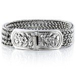 VY JEWELRY 925 Sterling Silver Men Braided Wide Bracelet - Made in Thailand - 7