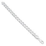 Men's 10.5mm Solid .925 Sterling Silver Flat Curb Chain Bracelet, 9 inches