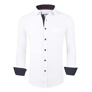 ALEX VANDO Men's Long Sleeve Casual Dress Shirt