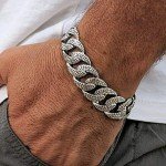 925 Sterling Silver Lizard Skin Men Link Bracelet - Made in Thailand – 10.25