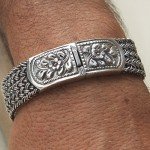 VY JEWELRY 925 Sterling Silver Men Braided Wide Bracelet - Made in Thailand - 7