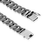 925 Sterling Silver Lizard Skin Men Link Bracelet - Made in Thailand – 10.25