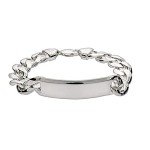 Engravable Sterling Silver Men's Curb Link ID Bracelet, 8" or 9"