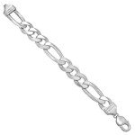 Men's 13.5mm Solid .925 Sterling Silver Flat Figaro Chain Bracelet, 8 inches
