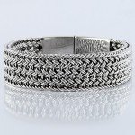 VY JEWELRY 925 Sterling Silver Men Braided Wide Bracelet - Made in Thailand - 7