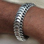 SNAKE SCALES 925 Sterling Silver Men Wide Bracelet - Made in Thailand - 9.7